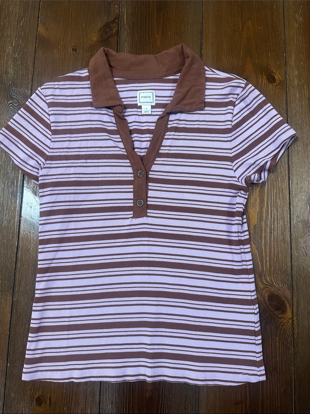 Anthropologie Maeve Short Sleeved Collared Henley